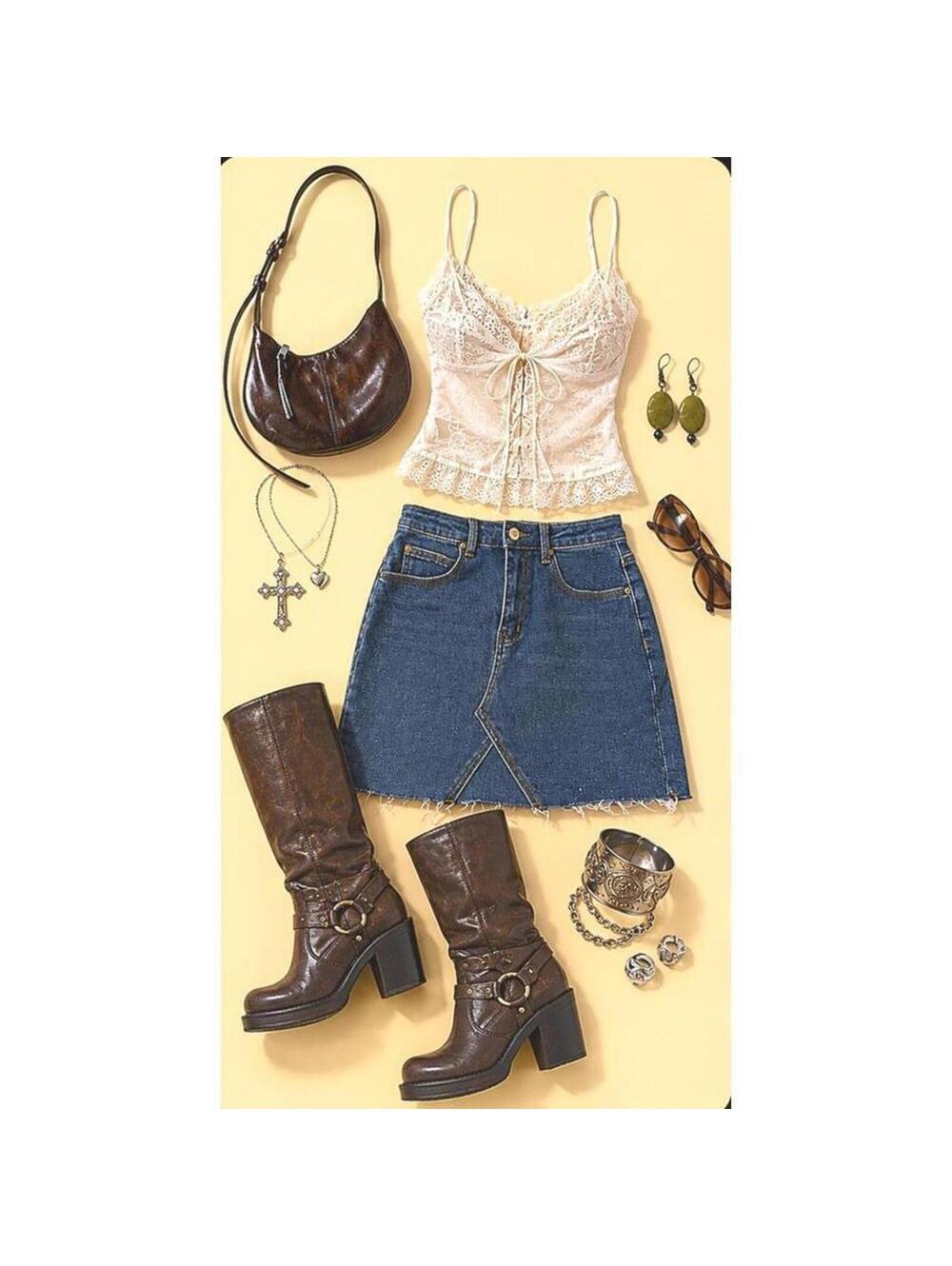 Y2K Indie Coquette Denim Mini Skirt Medium Wash Raw Hem Casual Festival